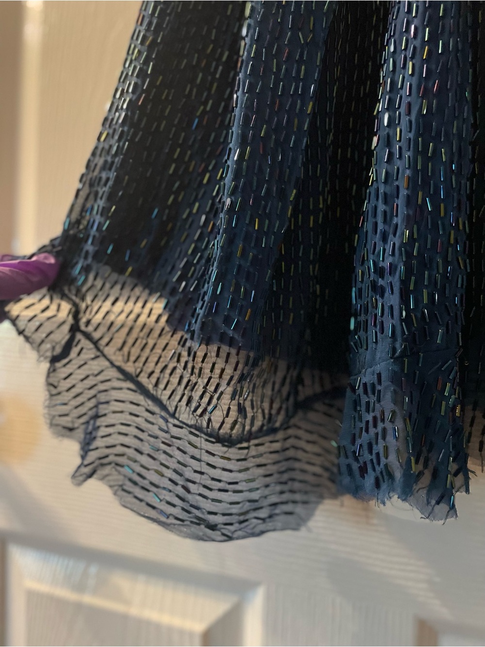Vintage Designer 90’s Embellished Navy Mini Evening Dress with Beaded Bodice - Picture 4 of 5